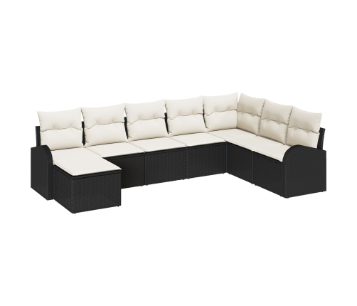 Conjunto de Sofá de Jardín de 8 piezas con Cojines de  Negro Rattan Polimérico