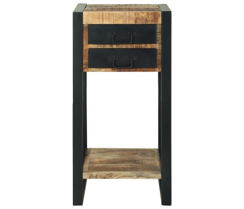 Mesas Auxiliares  Madera natural y negra Madera sólida de mango, Metal