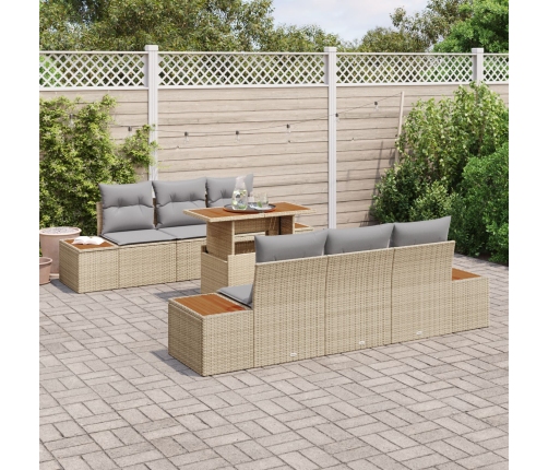Conjunto de Sofá de Jardín  Conjunto de 7 Beige, Gris, Marrón