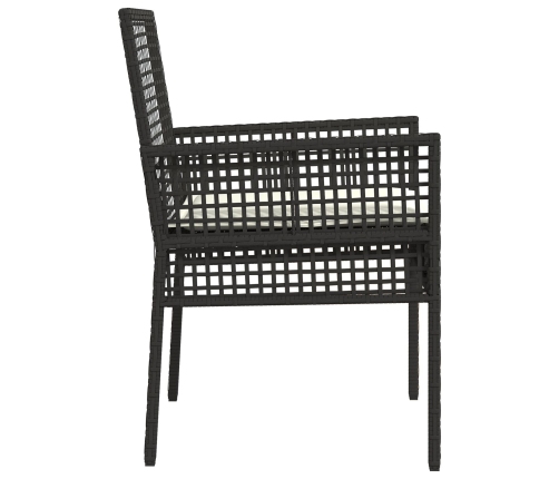 Sillas de Jardín  2 pcs con Cojines Negro Poliratán