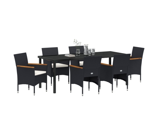 Set de Comedor para Jardín  de 7 Piezas en Poliratán Negro