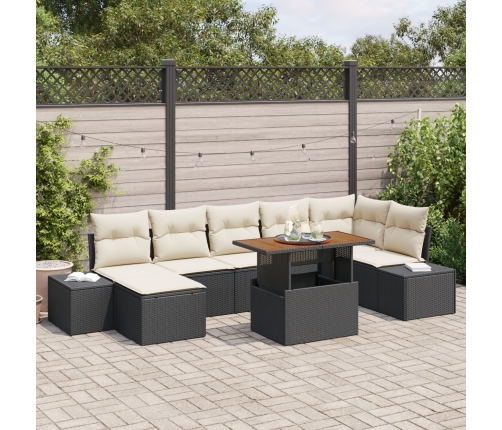Conjunto de Sofás de Jardín  Set de 8 Cojines crema con marco negro