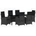 Set de comedor de jardín de 7 piezas con cojines - Poliratán negro