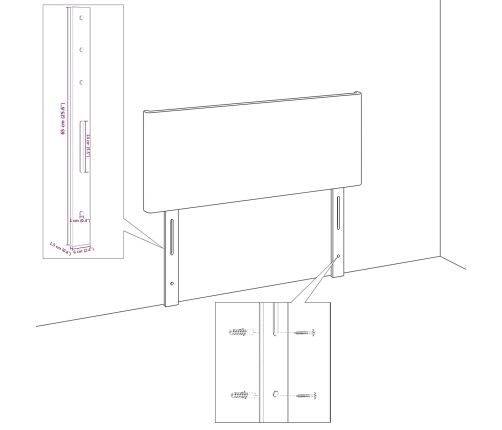 Cabecero LED  Azul Oscuro 90 cm Terciopelo