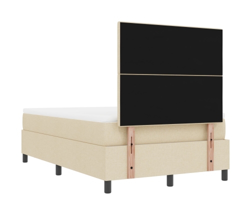 Cama Box Spring con Colchón y Banco Crema 120x200 cm Tela