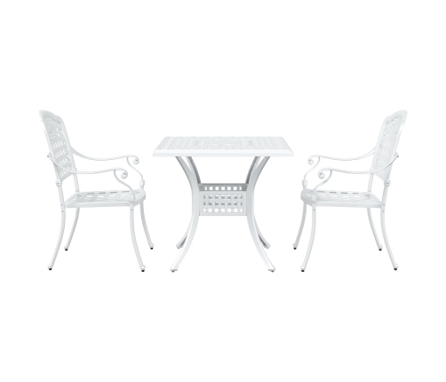 Conjunto de Bistro de Jardín de 3 Piezas  Blanco de Aluminio Fundido