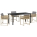 Set de Comedor de Jardín de 5 Piezas  con Cojines Beige de Ratan Poli