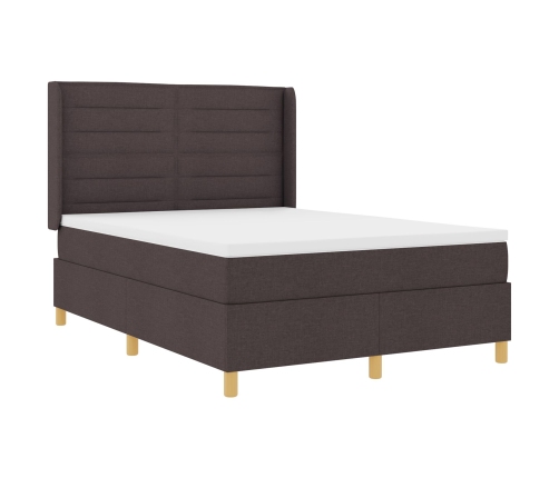Cama con Somier y Colchón LED Marrón Oscuro 140x200 cm Tela