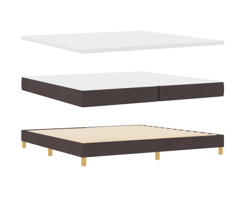 Cama Box Spring  con Colchón & LED Marrón Oscuro 200x200 cm Tela