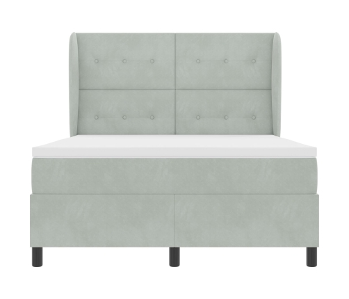 Cama con Base y Colchón Gris Claro 160x200 cm Terciopelo