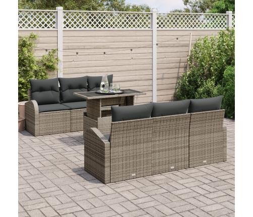 Set de Sofá de Jardín  7 Piezas Marrón, Gris