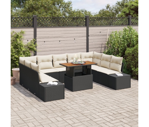 Conjunto de Sofá de Jardín  Set de 10 Crema y Negro
