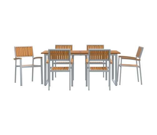 Juego de Comedor de Jardín Set de 7 Gris Claro Aluminio Duradero