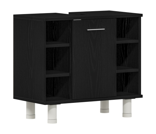 Juego de Muebles de Baño  4 Piezas Roble Negro Madera Elaborada