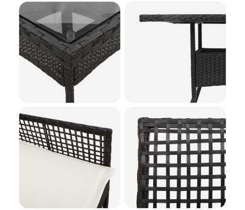 Juego de comedor de jardín de 5 piezas negro de poliratán