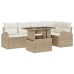 Conjunto de Sofá de Jardín de 6 Piezas con Cojines Beige de Rattan