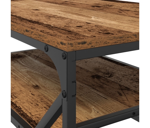 Mesa de café con estante de madera envejecida 90x50x40 cm, hecha de madera
