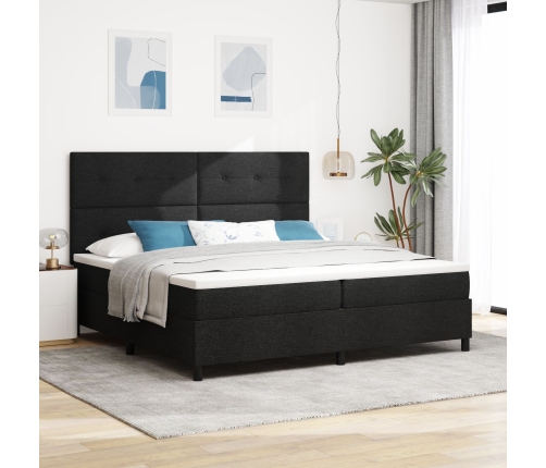 Cama con Base y Colchón Negro 200x200 cm Tela
