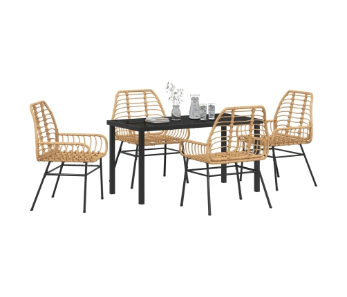 Set de Comedor de Jardín de 5 Piezas Marrón Poliratán