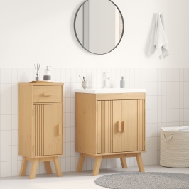 Gabinete base para fregadero  114x43x73,5 cm Madera maciza de pino