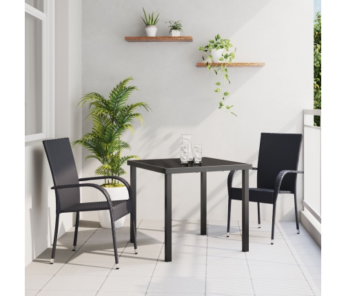 Juego de Comedor de Jardín de 3 Piezas Negro Poliratán