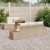 Set de Comedor de Jardín de 6 Piezas con Cojines Beige Poly Ratán Acacia