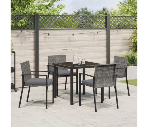 Juego de Comedor de Jardín de 5 Piezas Gris Poliratán