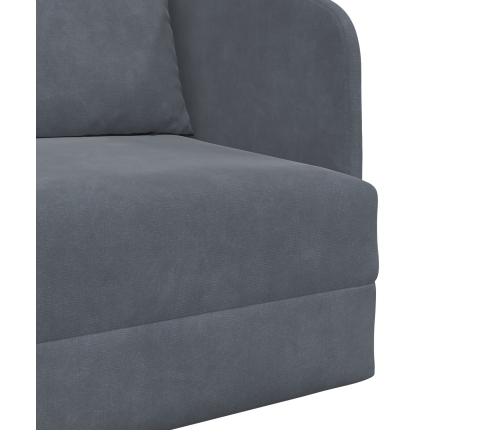 Sofá Cama  2-en-1 Gris Oscuro 65x80x83 cm Terciopelo