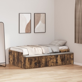 Marco de Cama con Almacenamiento Roble Ahumado 80x200 cm
