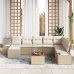 Conjunto de Sofás de Jardín  de 9 Piezas con Cojines Beige Poliratán Acacia