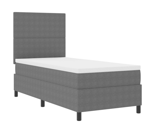 Cama con Base Tapizada  con Colchón Gris Claro 90x200 cm Tela de Terciopelo