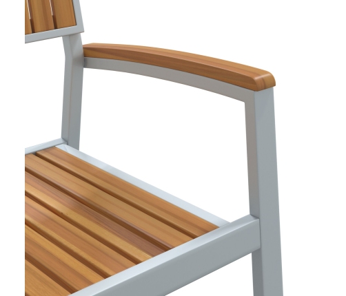 Conjunto de Comedor de Jardín  Juego de 9 Gris, Tono Madera Metal