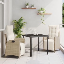 Juego de Comedor de Jardín de 3 Piezas Poliratán Beige