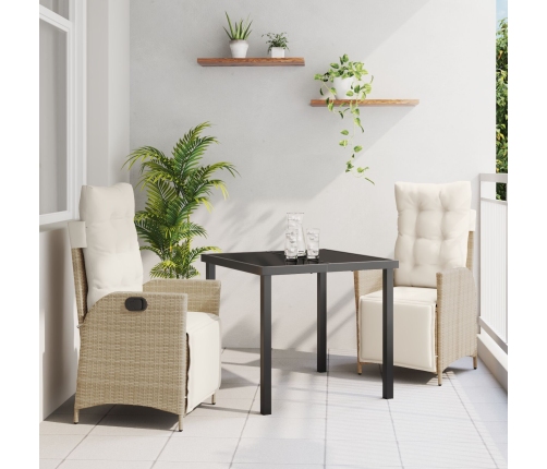 Juego de Comedor de Jardín de 3 Piezas Poliratán Beige