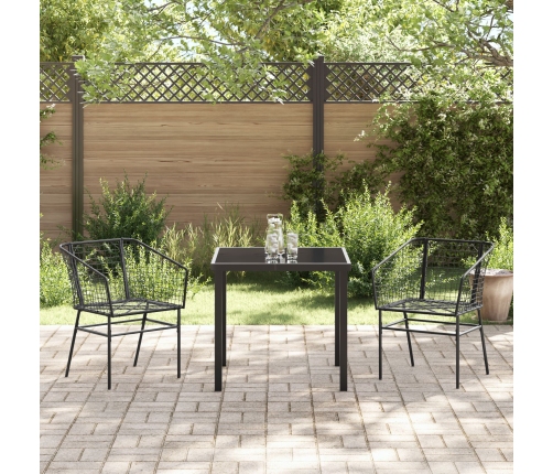 Juego de Comedor de Jardín  de 3 piezas Negro Poliratán