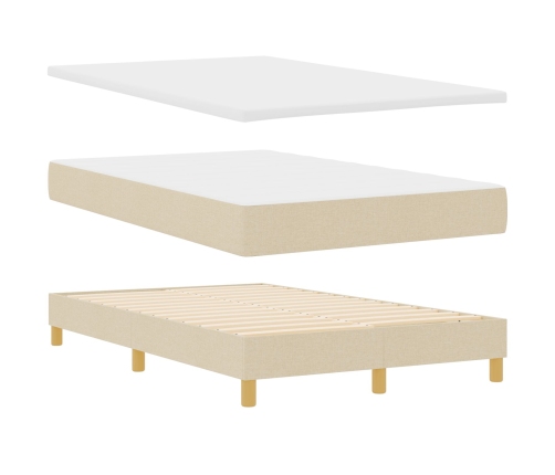 Cama con somier  con colchón y LED crema 120x200 cm tela