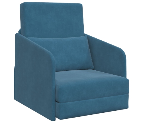 Sofá Cama de Piso  2-en-1 Azul 65x80x83 cm Terciopelo