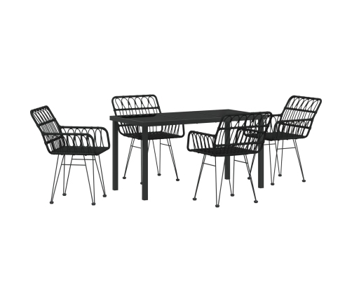 Juego de Comedor de Jardín  de 5 Piezas Negro de Ratán Poliéster