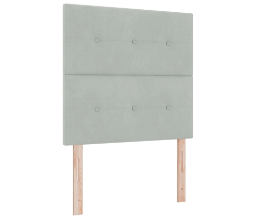 Cama Box Spring  con Colchón Gris Claro 100x200 cm Terciopelo