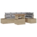 Set de 6 piezas de comedor de jardín con cojines beige Poliratán Acacia