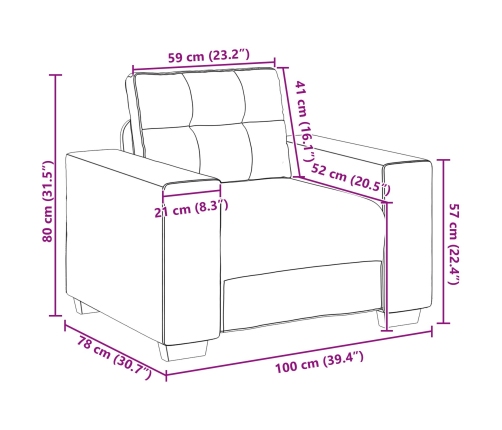 Sillón  Gris Oscuro de 59 cm en Piel Sintética