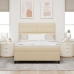 Cama con Somier y Colchón Crema 140x200 cm Tela