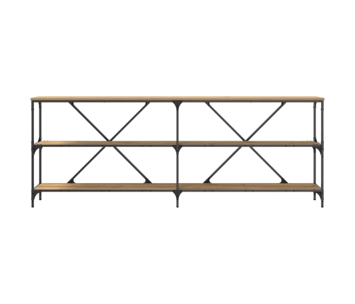 Mesa Consola  Roble Artesano 200x30x75 cm Madera Ingenierizada y Acero
