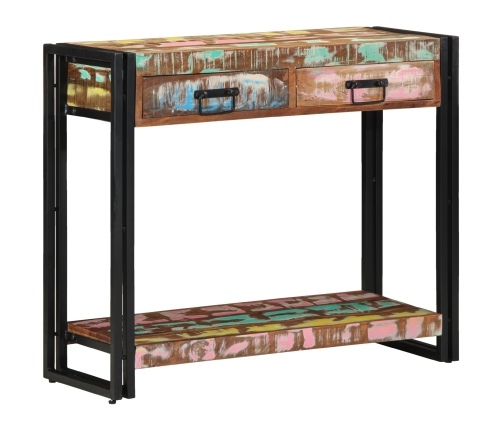 Mesa Consola  Multicolor de Madera Recuperada Sólida y Metal