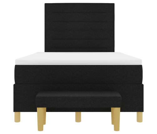 Cama Box Spring  con Colchón y Banco Negro 120x200 cm Tela