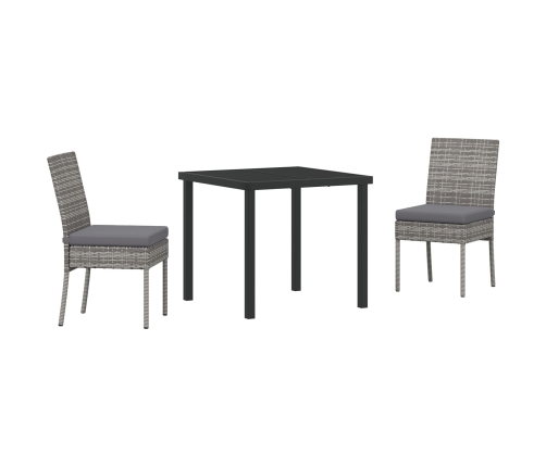 Conjunto de Comedor de Jardín  de 3 piezas Gris Poliratán