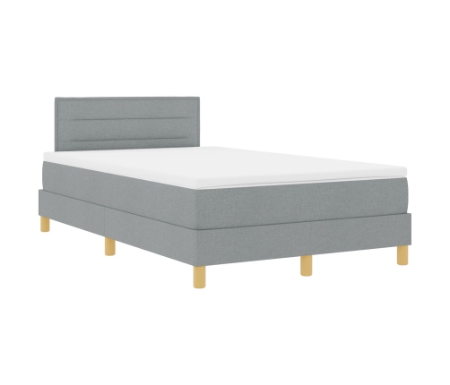 Cama Box Spring con Colchón y Luz LED Gris Claro 120x200 cm Tela