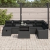 Set de Sofá de Jardín de 9 Piezas con Cojines Negro Ratán Poliéster