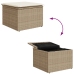 Conjunto de Comedor Jardín de 6 Piezas con Cojines Beige Ratán Poliéster