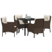 Set de Comedor de Jardín  de 5 Piezas con Cojines Marrón Poliratán